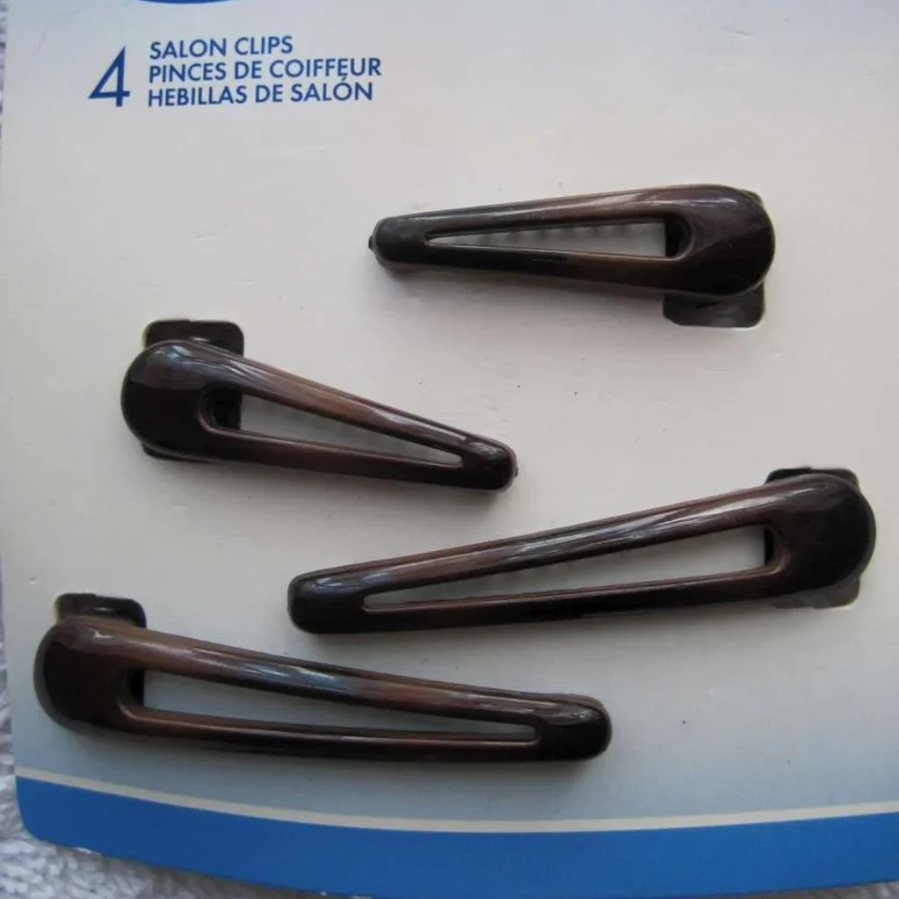4 Goody Plastic Salon Clips Spring Backs Secure Hair Section Dark Black Red 2002